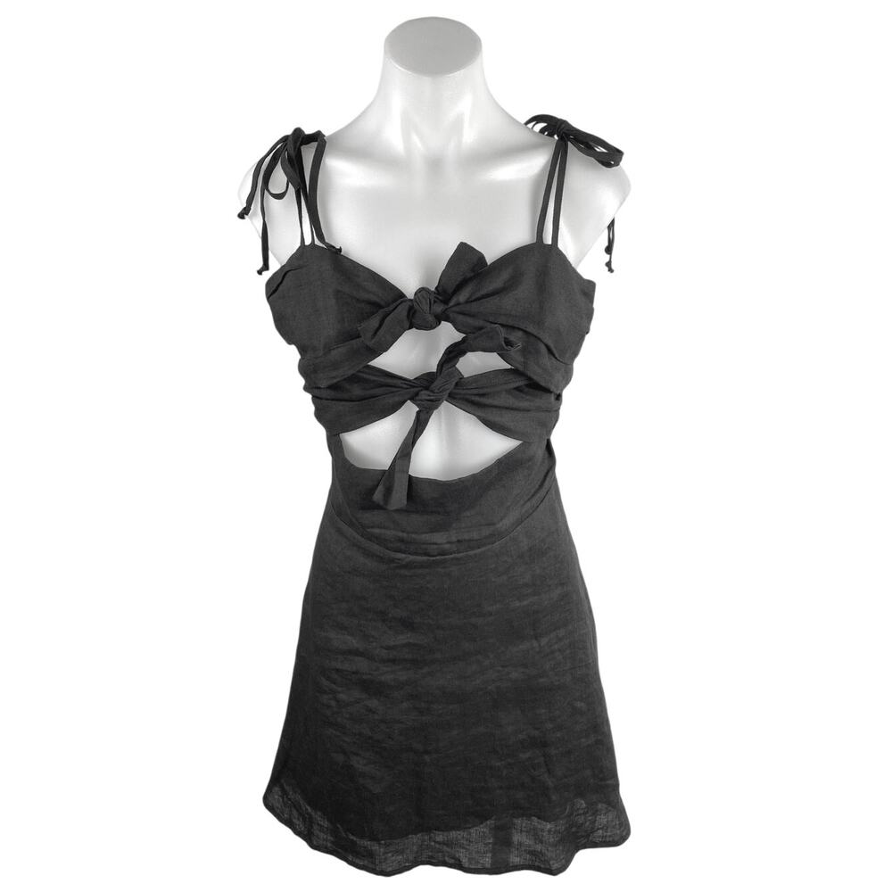 Olivaceous Black Sleeveless Cutout Bow Cami Camisole Mini A-Line Tank Dress Sz M